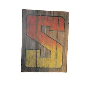 9x7 inch Distressed Farmhouse Hanging Letter Initial S Plaque Sign #2